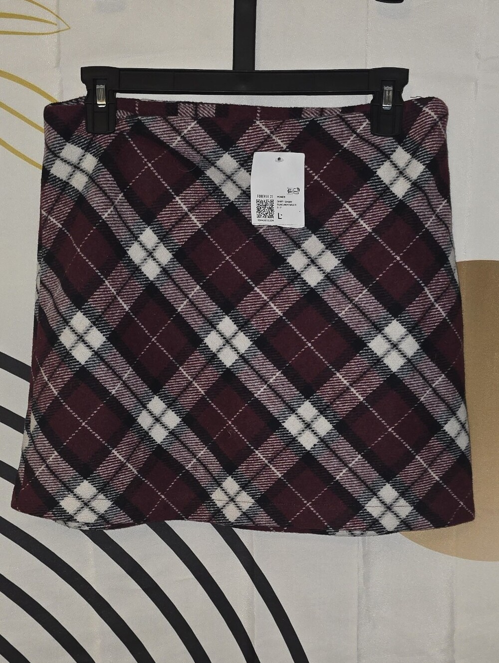 Forever 21 Burgundy and White Plaid Mini Skirt